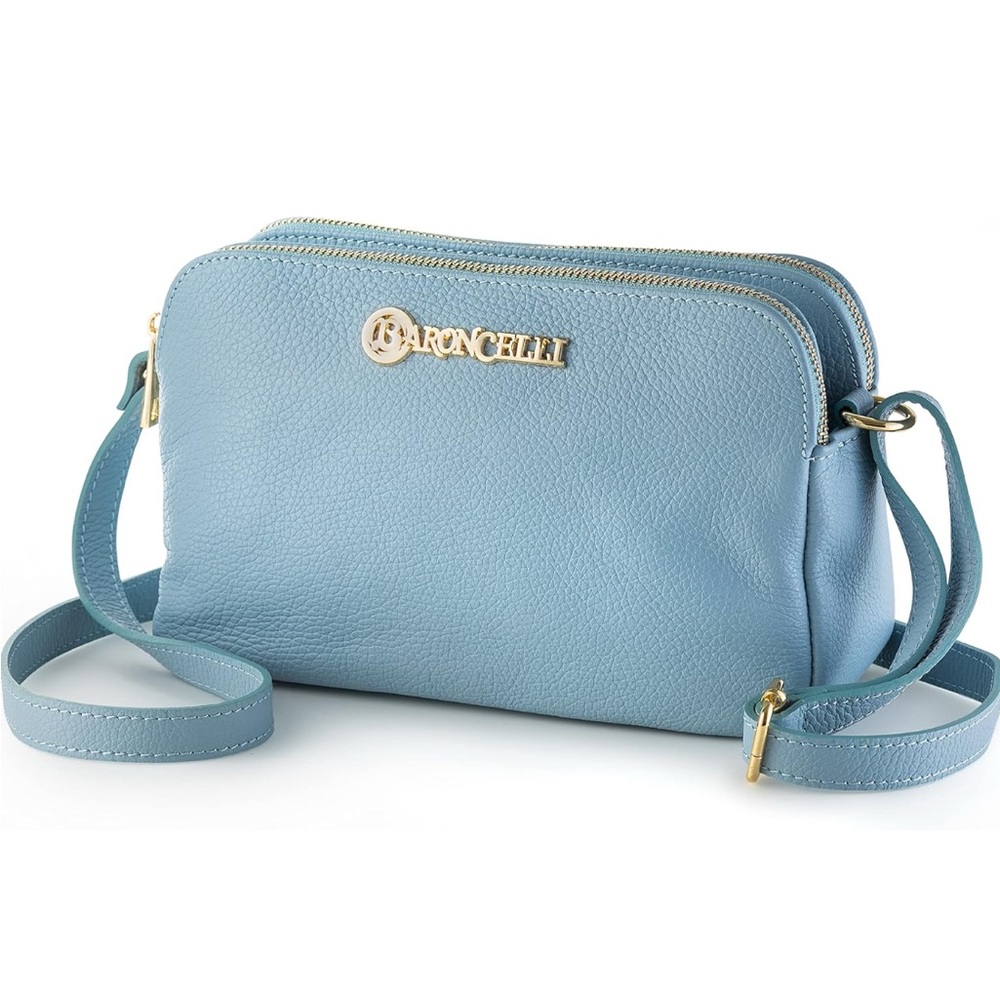 Baroncelli Shoulder Bag Made in Italy Soft Italian Leather‎ with Long Stripes
